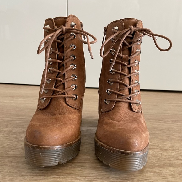 Chestnut Lace Up Platform Aldo Booties - Picture 2 of 4